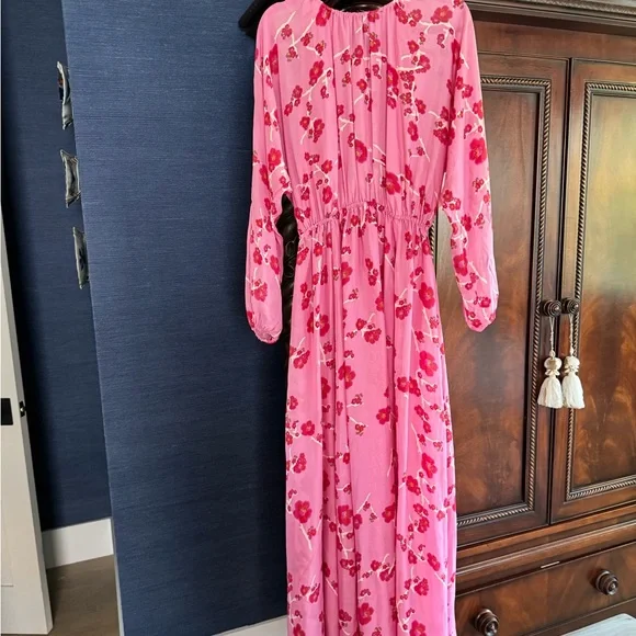 Cynthia Rowley | Dresses | Cynthia Rowley Pink And Black Bishop Sleeve  Sundress | Poshmark